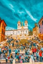 ROME, ITALY - MAY 10, 2017 : Spanish Steps Scalinata di Trinita dei Monti, Obelisco Sallustiano on Spanish Steps SquarePiazza Royalty Free Stock Photo