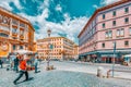 ROME, ITALY - MAY 08, 2017 : Square of Santa Maria Maggiore  Piazza di Santa Maria Maggioreand Colonna della pace in Rome near Royalty Free Stock Photo