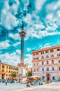 ROME, ITALY - MAY 08, 2017 : Square of Santa Maria Maggiore  Piazza di Santa Maria Maggioreand Colonna della pace in Rome near Royalty Free Stock Photo