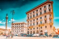 ROME, ITALY - MAY 08, 2017 : Square of Santa Maria Maggiore  Piazza di Santa Maria Maggioreand Colonna della pace in Rome near Royalty Free Stock Photo