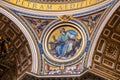 St. Mark Evangelist mosaic beneath main dome and over presbytery of St. Peter`s Basilica of Vatican City in Rome in Italy Royalty Free Stock Photo