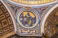 St. Matthew Evangelist mosaic beneath main dome and over presbytery of St. Peter`s Basilica of Vatican City in Rome in Italy