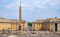 St. Peter square, Piazza San Pietro, with ancient column Egyptian obelisk and circular colonnade in Vatican city in Rome in Italy Royalty Free Stock Photo