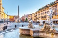 ROME, ITALY - MAY 7, 2019: Sunny morning on Navona Square, Italian: Piazza Navona, the most romantic place in Rome Royalty Free Stock Photo