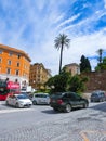 Rome, Italy - May 03, 2014: Tourist bus with passengers on street in Rome, Italy Royalty Free Stock Photo