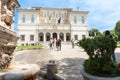 Tourists outside building and grounds of famous Villa Borgese