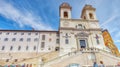 ROME, ITALY - MAY 10, 2017 : Trinita dei Monti church, Fraternita Monastica Delle Sorelle Di Gerusalemme and