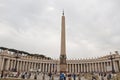 Rome, Italy - May 02, 2018: Vatican obelisk infront Saint Peters Basilica colonnade Royalty Free Stock Photo