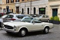 Vintage beige luxury Mercedes Benz 280 SL cabriolet 1968, in Rome