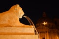 Rome, Italy, night view baroque water fountain at Piazza Navona