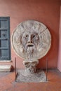 Rome, Italy - 27 Nov, 2022: Mouth of Truth (Bocca della Verita) sculpture