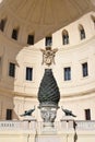 Rome, Italy - 26 Nov, 2022: Pine Cone Sculpture in Bronze, Vatican Museums, Vatican City