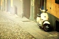 Rome, Italy - November 14, 2017: Group of Scooter Vespa parked on old street in Rome, Italy