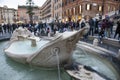 Rome italy - november8,2016  : large number of tourist sitting in front of spanish step fountain important traveling landmark and Royalty Free Stock Photo