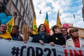 Rome, Italy - 29 november 2015: president of chamber of deputies parliament Laura Boldrini during Cop21 march for climate change Royalty Free Stock Photo