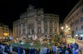 ROME, ITALY - NOVEMBER 24, 2012 - Rome Fountain di trevi night view crowded of tourists Royalty Free Stock Photo
