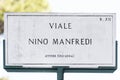 Street sign Viale Nino Manfredi in Rome, Italy