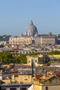 Aerial view of the city with Saint Peter`s Basilica in Vatican City in the distance, Rome, Italy Royalty Free Stock Photo