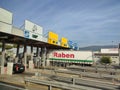 Rome, Italy - October 3, 2023: Cars at Autostrade motorway, highway Toll in Italy. Payment with Telepass or card.