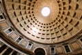 Rome, Italy. Close View Ceiling Inside Of Pantheon