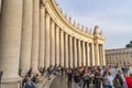 Rome, Italy - october 2019: Crowd of tourists people wait at entrance to Vatican Museums for visit Royalty Free Stock Photo