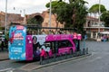 The Hop On Hop Off Panoramic Tour city sightseeing bus stopping at Termini Station bus stop in Rome, Italy