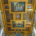 ROME , ITALY- OCTOBER 10, 2017: The Interior Ceiling of the Basilica of St Bartholomew on Tiber Island Royalty Free Stock Photo