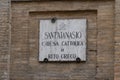 Church of Saint Athanasius sign in Rome, Italy