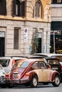 Rome, Italy. Old Retro Vintage Red Color Volkswagen Beetle Car Parked At Street Royalty Free Stock Photo