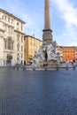 Piazza Navona with 17th century Fountain of the Four Rivers and Obelisco Agonale, Rome, Italy