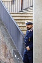 Security guard officer in uniform and cap at Palazzo senatorio, Rome, Italy Royalty Free Stock Photo