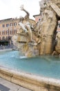 17th century Fountain of the Four Rivers located in Piazza Navona, Rome, Italy