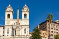 Trinita dei Monti church above Spanish steps, Rome, Italy Royalty Free Stock Photo