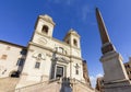 Rome, Italy - 04 October 2022: Trinita dei Monti church on top of Spanish steps Royalty Free Stock Photo