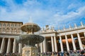 Rome, Italy - October, 2019: Vatican Obelisk, Maderno Fountain, the Basilica on Saint Peter's Square in the city of