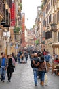 ROME , ITALY - 6 OCTOBER 2015 : Via Della Vite on , in . is a busy and fashionable street of , . Royalty Free Stock Photo