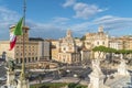 Rome, Italy - October 2019 : View from Altar of the Fatherland or Monumento Nazionale a Vittorio Emanuele II in Rome