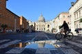 St. PeterÃ¢â¬â¢s Basilica Vatican City puddle reflection. Rome, Italy. Royalty Free Stock Photo