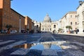 St. PeterÃ¢â¬â¢s Basilica Vatican City puddle reflection. Rome, Italy. Royalty Free Stock Photo