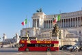 Rome, Italy - October 2022: Vittoriano monument on Venice square and sightseeing bus Royalty Free Stock Photo