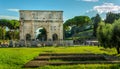 ROME, ITALY. Arch of Constantine in sunny day with lots of tousists, Rome, Italy