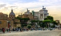 ROME , ITALY ;Roman walks. Spectacular sunset in Rome with the Monument of Victor Emmanuel II in background