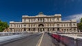 Rome, Italy. Palace of Justice timelapse - courthouse building with Ponte Sant' Umberto bridge Royalty Free Stock Photo