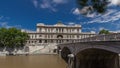 Rome, Italy. Palace of Justice timelapse - courthouse building with Ponte Sant' Umberto bridge Royalty Free Stock Photo