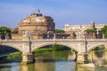 Rome, Italy - Panoramic view of Rome with Castle of St. Angel - Castel SantÃ¢â¬â¢Angelo - and Ponte Vittorio Emanuele II bridge over