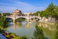 Rome, Italy - Panoramic view of Rome with Castle of St. Angel - Castel SantÃ¢â¬â¢Angelo - and Ponte Vittorio Emanuele II bridge over