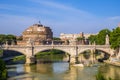 Rome, Italy - Panoramic view of Rome with Castle of St. Angel - Castel SantÃ¢â¬â¢Angelo - and Ponte Vittorio Emanuele II bridge over