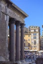 Rome Italy. Pantheon, view on the square of the rotunda