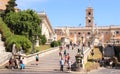 Rome, Italy - 8-17-2019 - Piazza del Campidoglio, a public square in Rome, Italy Royalty Free Stock Photo