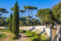 Rome, Italy - Piazza di Siena square, wide arena and outdoor park, within the Villa Borghese park complex in the historic quarter